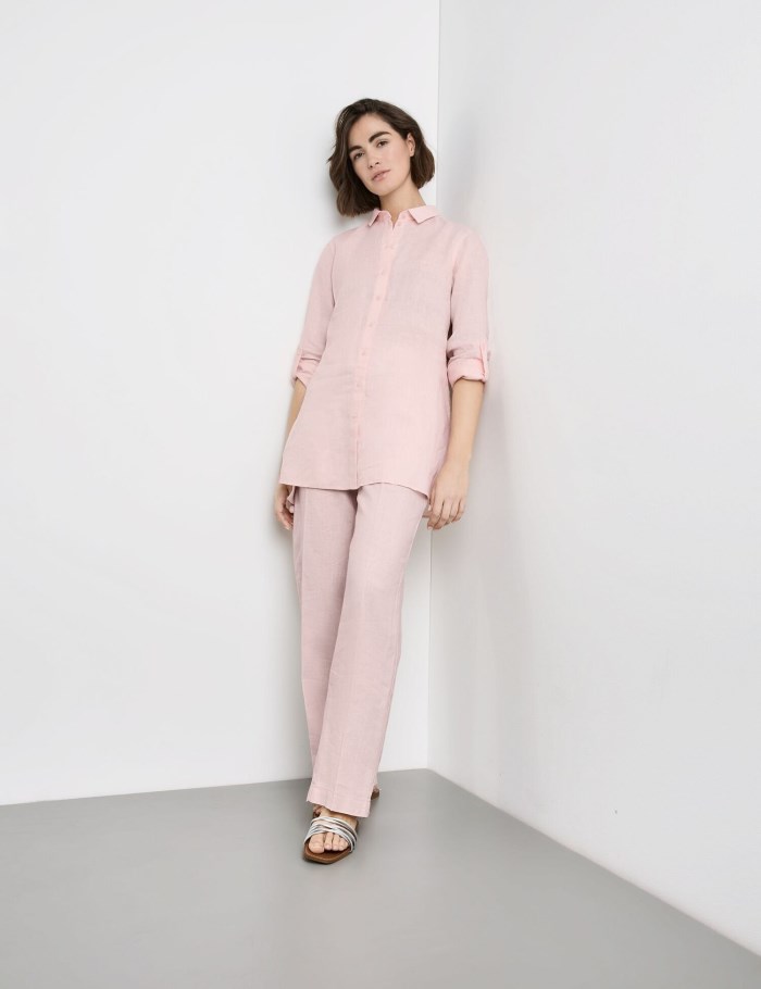 Gerry Weber Long linen blouse Bluse Rosa | RASZ1921