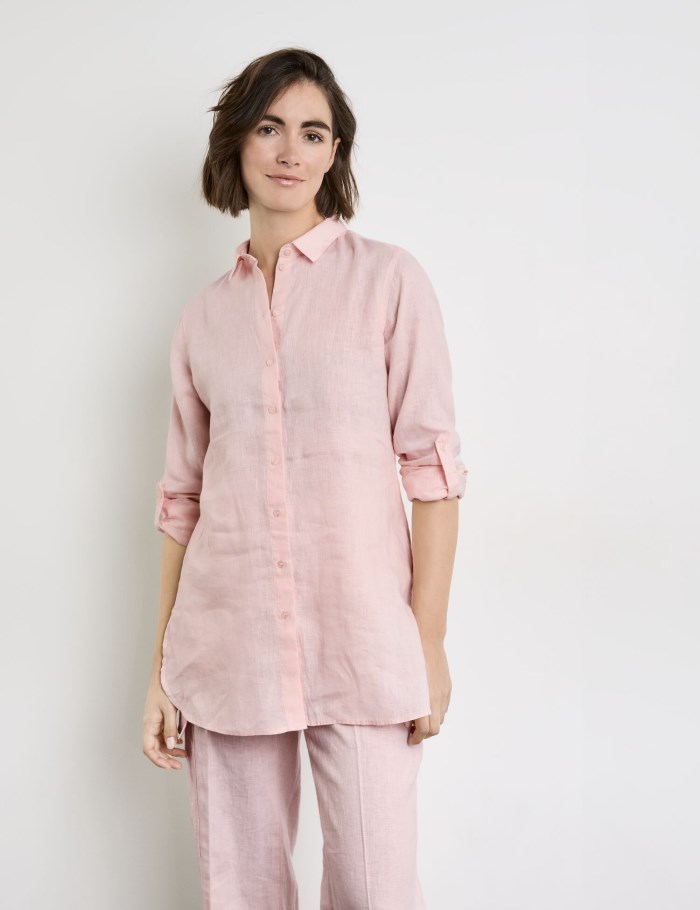 Gerry Weber Long linen blouse Bluse Rosa | RASZ1921