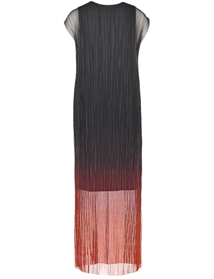 TAIFU Long pleated dress with colour graduation Kjole Svarte | JLLQ0677