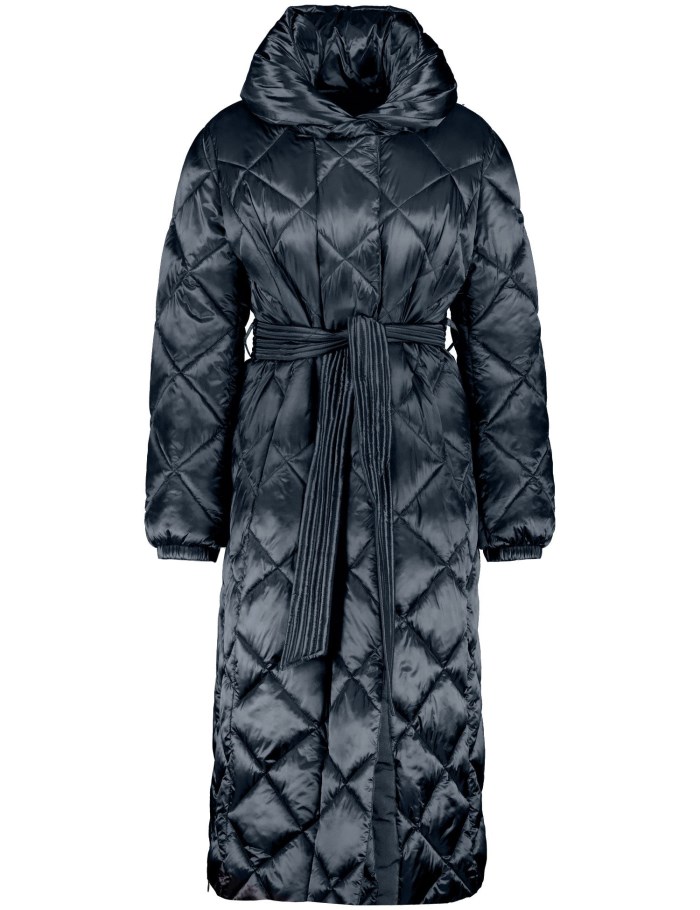 Gerry Weber Long quilted coat with a waist belt Jakker Blå | SAHE8923