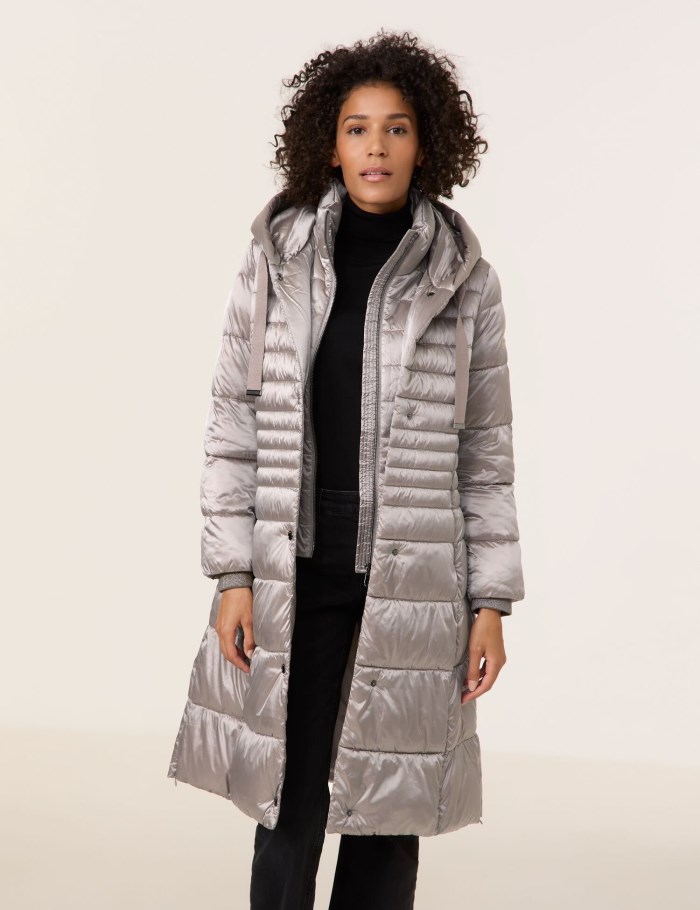 Gerry Weber Long quilted coat with an inlay Jakker Grå | ONPN2354