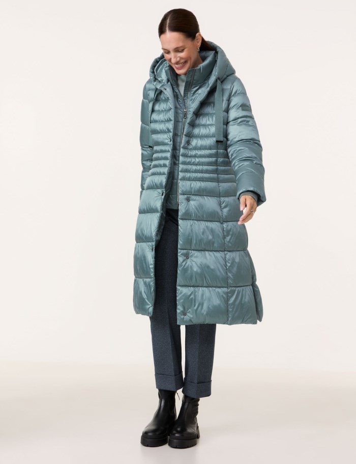 Gerry Weber Long quilted coat with an inlay Jakker Blå | OPAN7560