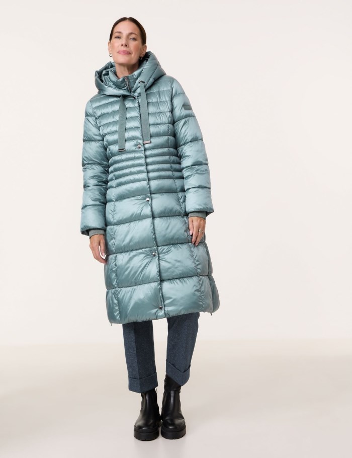 Gerry Weber Long quilted coat with an inlay Jakker Blå | OPAN7560