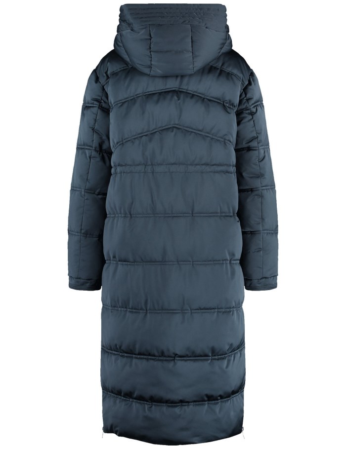 Gerry Weber Long quilted coat with side slits Jakker Blå | YAHV8269