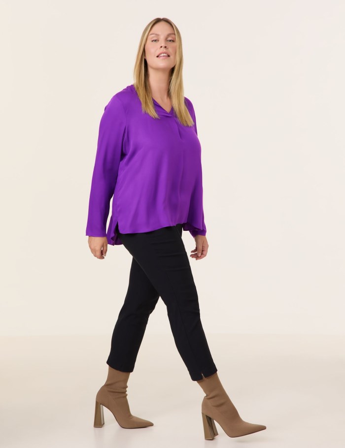 SAMOON Long sleeve blouse with a V-neckline Bluse Lilla | BCTW4357