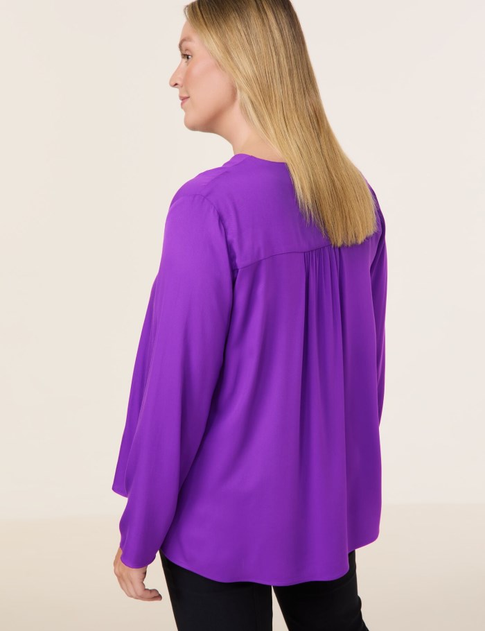 SAMOON Long sleeve blouse with a V-neckline Bluse Lilla | BCTW4357