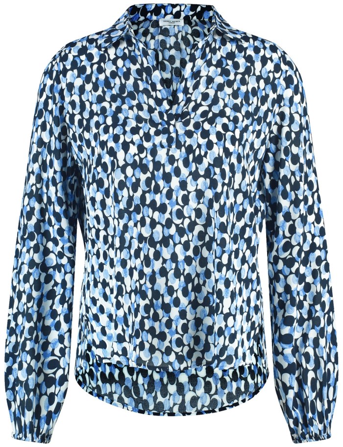 Gerry Weber Long sleeve blouse with a pleated detail Bluse Blå | SIJX7750