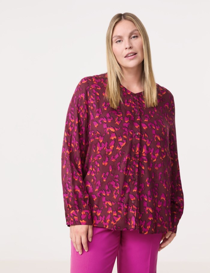 SAMOON Long sleeve blouse with an all-over print Bluse Rosa | KRUP0936