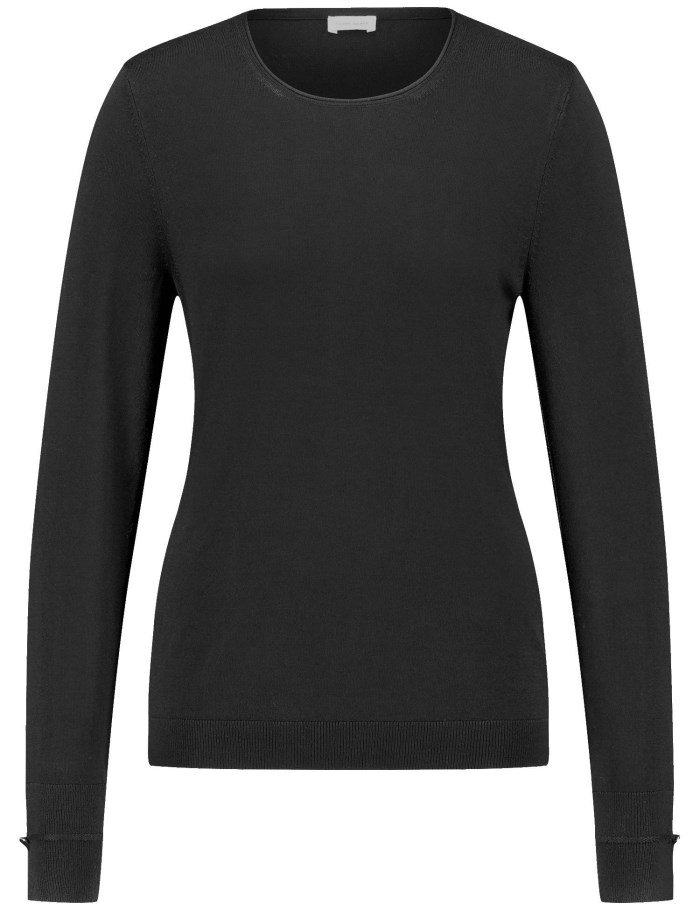 Gerry Weber Long sleeve jumper in a sustainable fine knit Strikkevarer Svarte | QGOX6936