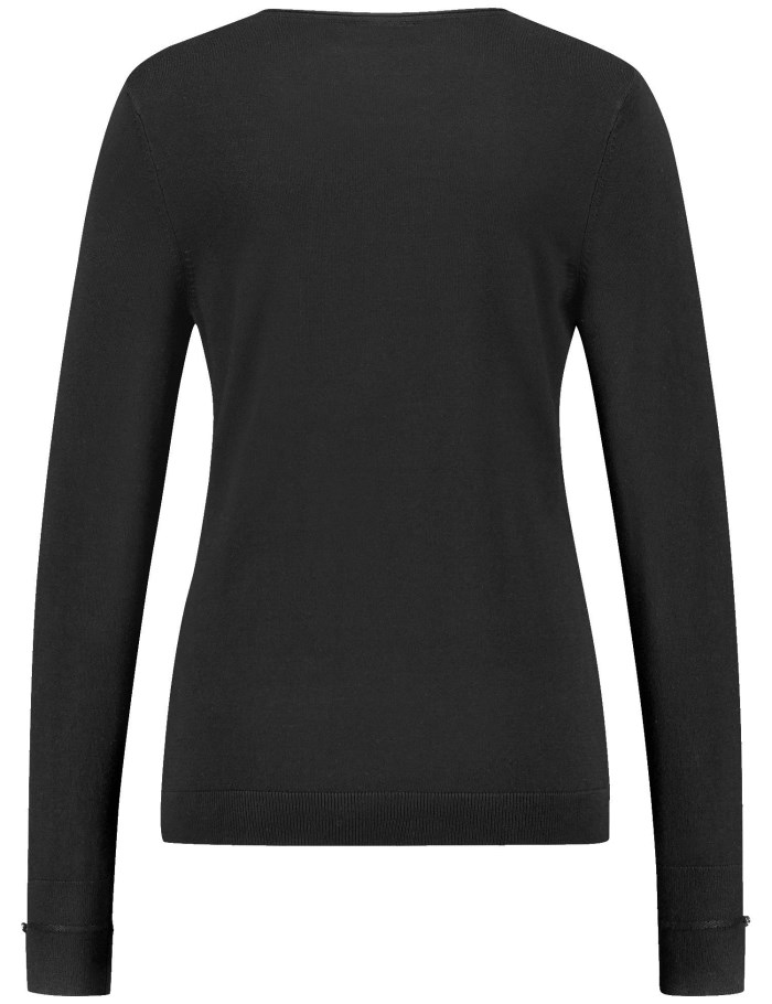 Gerry Weber Long sleeve jumper in a sustainable fine knit Strikkevarer Svarte | QGOX6936