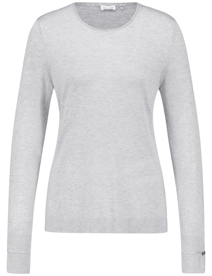 Gerry Weber Long sleeve jumper in a sustainable fine knit Strikkevarer Grå | NLMO3082