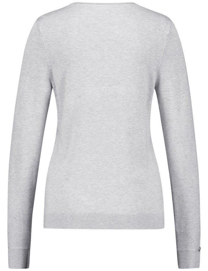 Gerry Weber Long sleeve jumper in a sustainable fine knit Strikkevarer Grå | NLMO3082