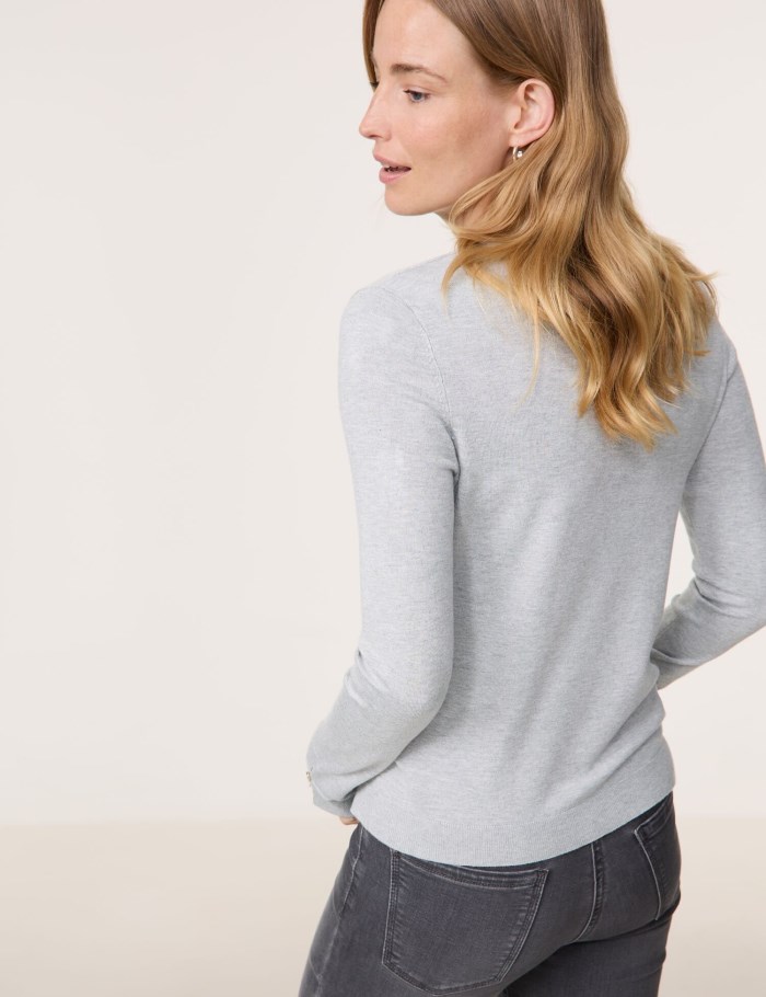 Gerry Weber Long sleeve jumper in a sustainable fine knit Strikkevarer Grå | NLMO3082