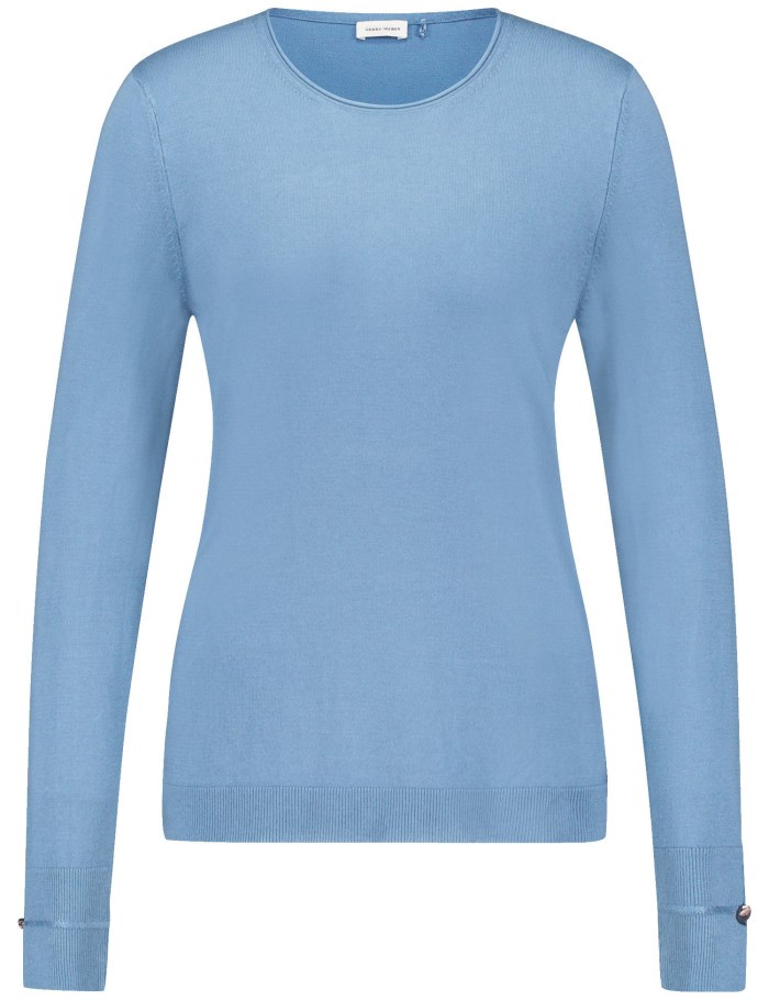 Gerry Weber Long sleeve jumper in a sustainable fine knit Strikkevarer Blå | XRLM5525