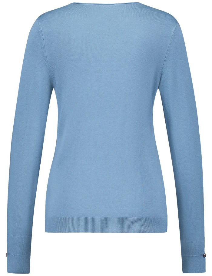 Gerry Weber Long sleeve jumper in a sustainable fine knit Strikkevarer Blå | XRLM5525