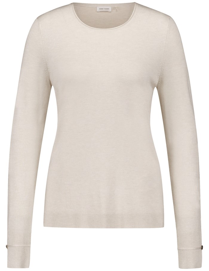 Gerry Weber Long sleeve jumper in a sustainable fine knit Strikkevarer Beige | SIDA7744