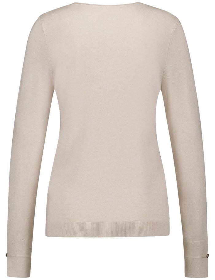 Gerry Weber Long sleeve jumper in a sustainable fine knit Strikkevarer Beige | SIDA7744