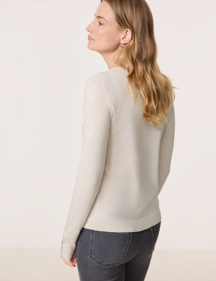 Gerry Weber Long sleeve jumper in a sustainable fine knit Strikkevarer Beige | SIDA7744