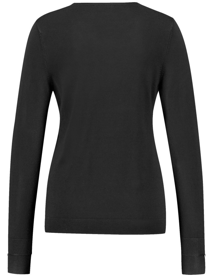 Gerry Weber Long sleeve jumper in a sustainable fine knit Strikkevarer Svarte | JNZM6543