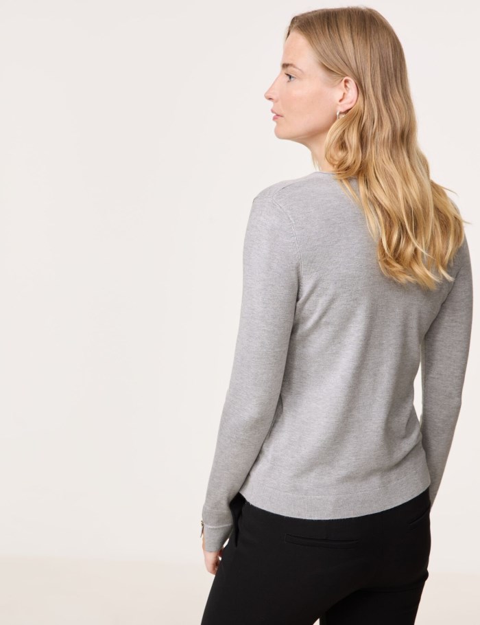 Gerry Weber Long sleeve jumper in a sustainable fine knit Strikkevarer Grå | CYVA9141