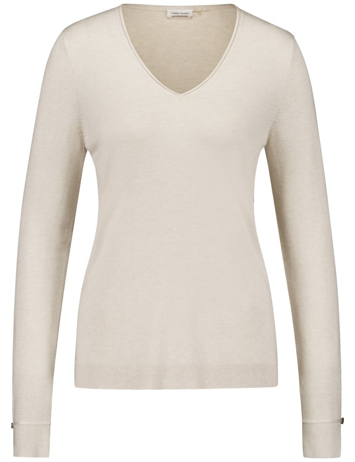 Gerry Weber Long sleeve jumper in a sustainable fine knit Strikkevarer Beige | ZFQS8927