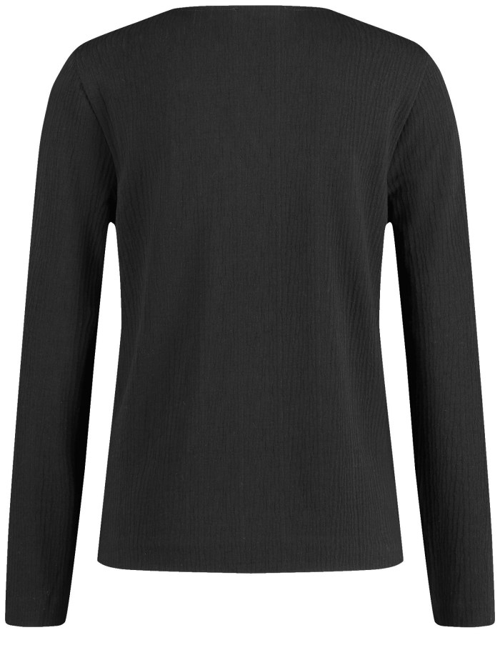 TAIFU Long sleeve top in textured jersey T-skjorte Svarte | DHJY3263