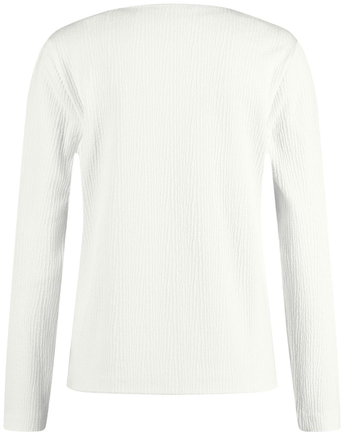 TAIFU Long sleeve top in textured jersey T-skjorte Hvite | ESZY8780