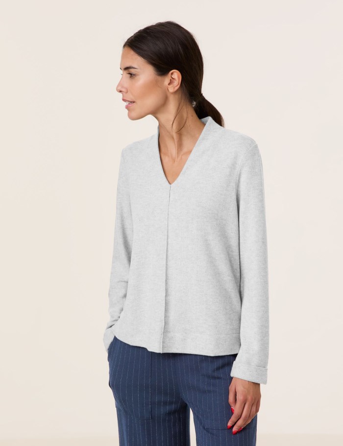 Gerry Weber Long sleeve top with a cup collar T-skjorte Grå | QMRX4691