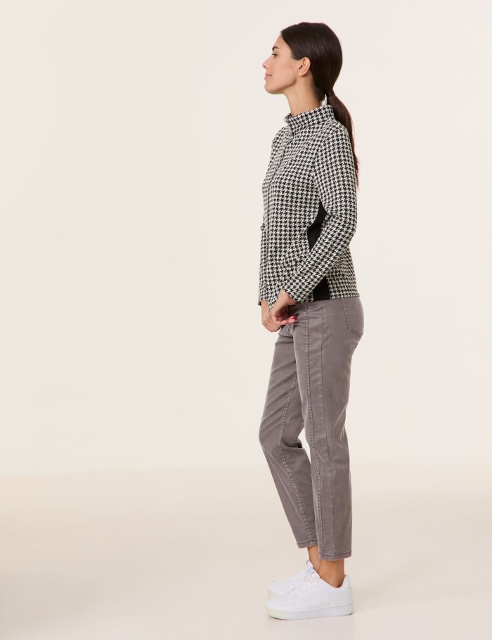 Gerry Weber Long sleeve top with a houndstooth pattern Strikkevarer Multicolor | ZRHZ1326