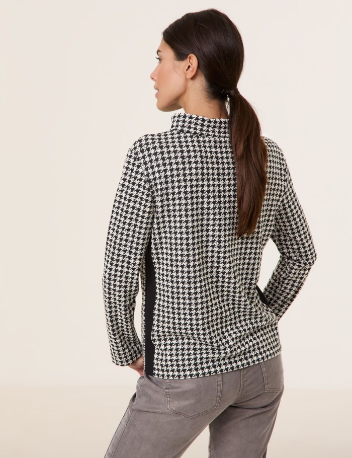 Gerry Weber Long sleeve top with a houndstooth pattern Strikkevarer Multicolor | ZRHZ1326