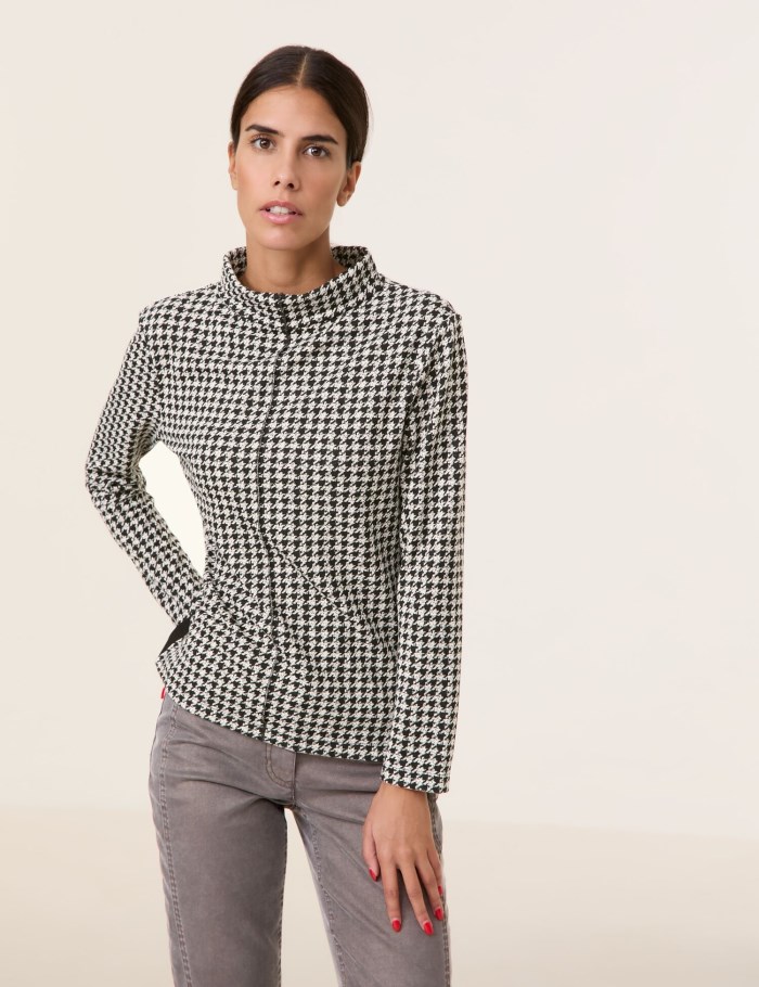 Gerry Weber Long sleeve top with a houndstooth pattern Strikkevarer Multicolor | ZRHZ1326