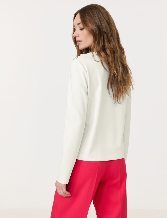 TAIFU Long sleeve top with a print T-skjorte Hvite | KDYO4271