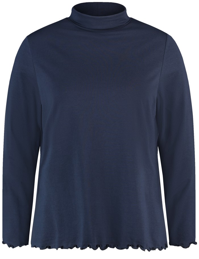 SAMOON Long sleeve top with a stand-up collar T-skjorte Blå | BLIK2392