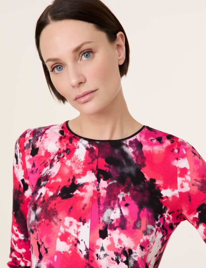 TAIFU Long sleeve top with an abstract print T-skjorte Rød | GFDH1213