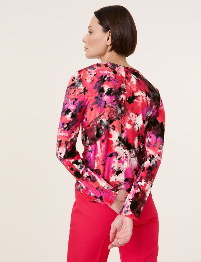 TAIFU Long sleeve top with an abstract print T-skjorte Rød | GFDH1213