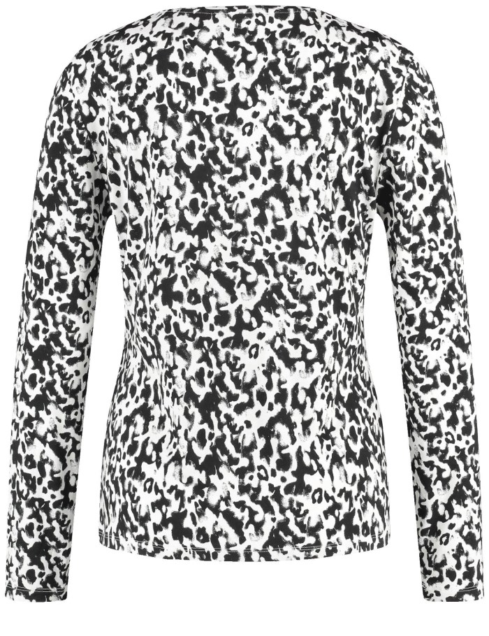 TAIFU Long sleeve top with an all-over print T-skjorte Svarte | SPEI2730