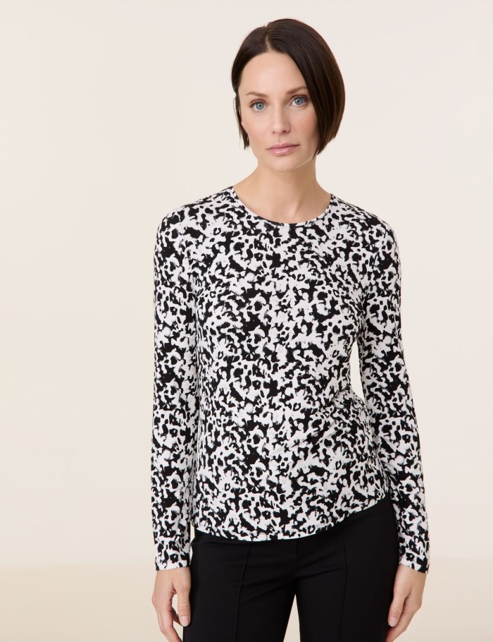 TAIFU Long sleeve top with an all-over print T-skjorte Svarte | SPEI2730