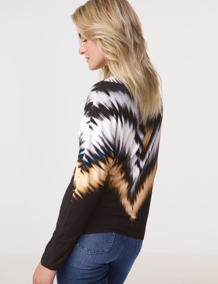 TAIFU Long sleeve top with an impressive print T-skjorte Svarte | ARZH4178