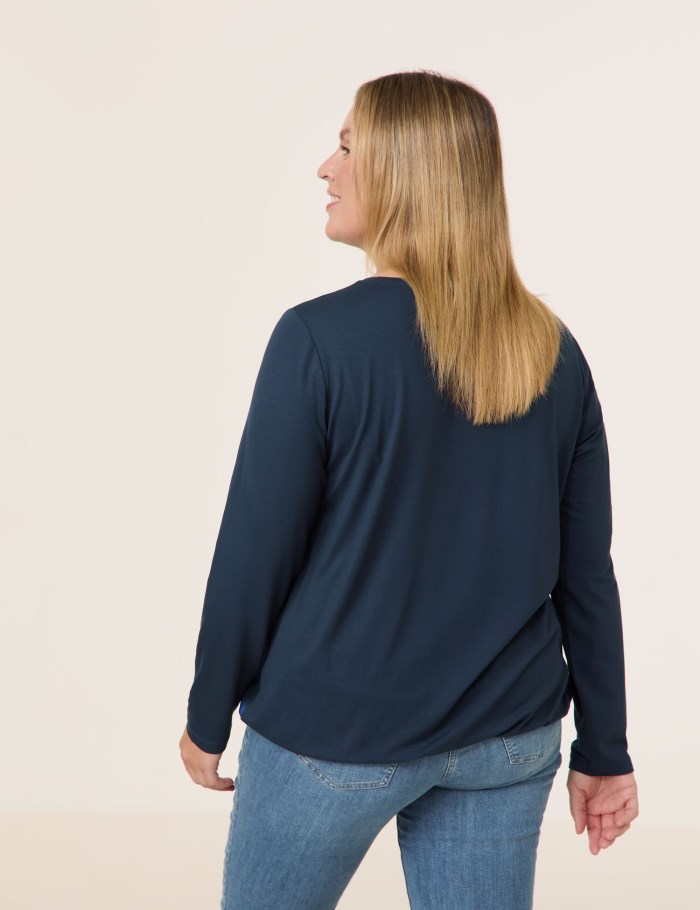 SAMOON Long sleeve top with fabric panelling T-skjorte Blå | ZAAK8132