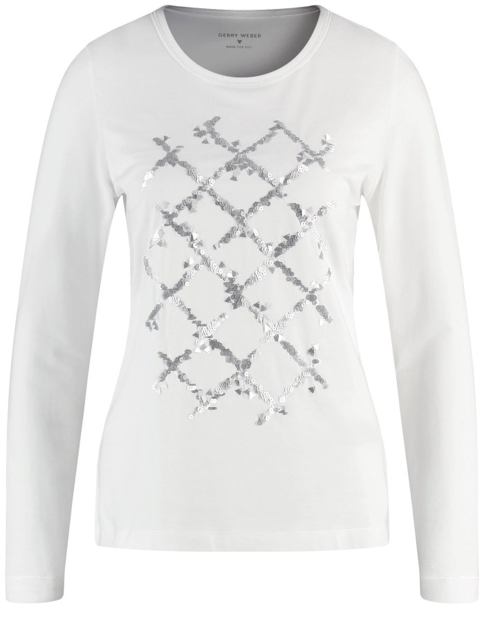 Gerry Weber Long sleeve top with sequin embellishment T-skjorte Hvite | GYFB7355