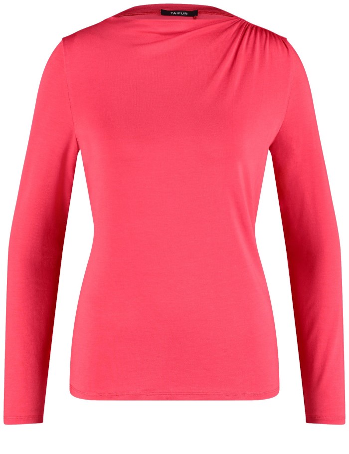 TAIFU Long sleeve top with side shoulder gathers T-skjorte Rød | IANM5414