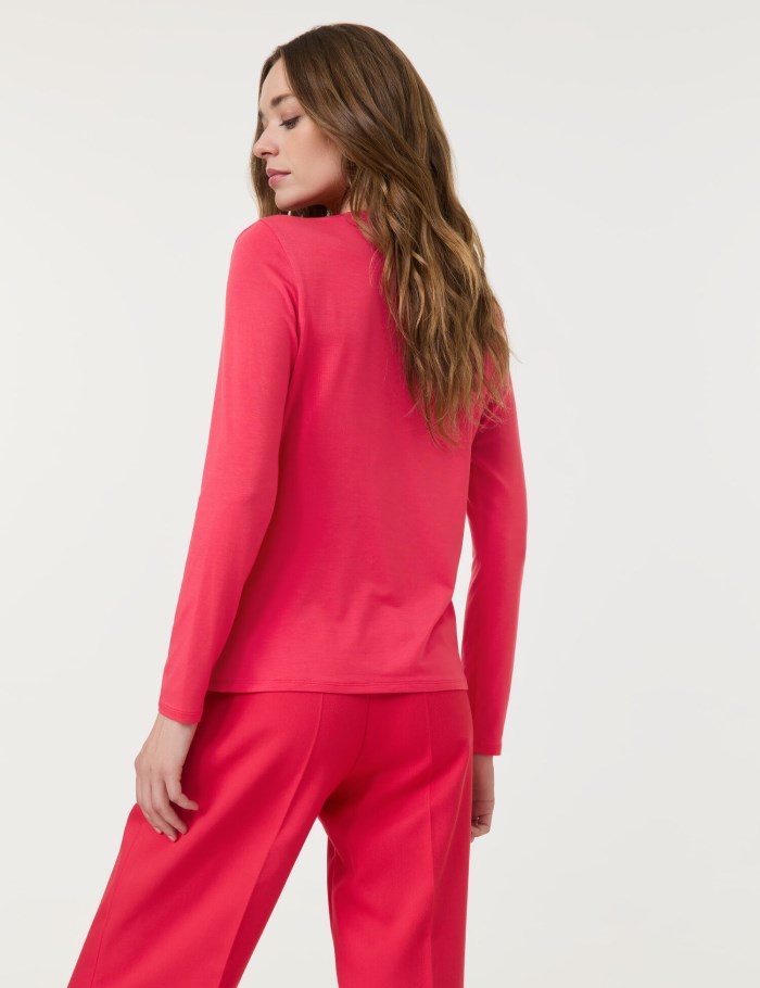 TAIFU Long sleeve top with side shoulder gathers T-skjorte Rød | IANM5414