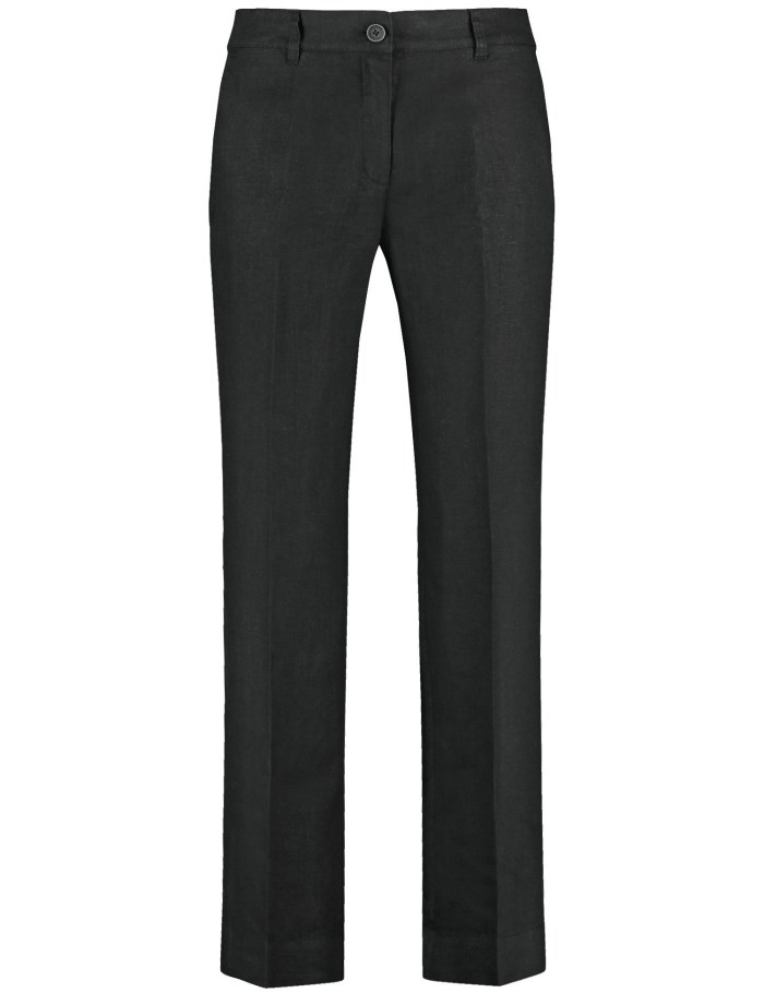 Gerry Weber MIR꞉JA WIDE LEG linen trousers with an elasticated waistband Bukser Svarte | KLRJ1445