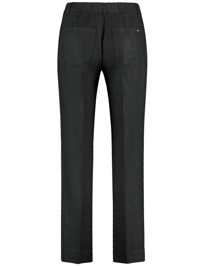 Gerry Weber MIR꞉JA WIDE LEG linen trousers with an elasticated waistband Bukser Svarte | KLRJ1445