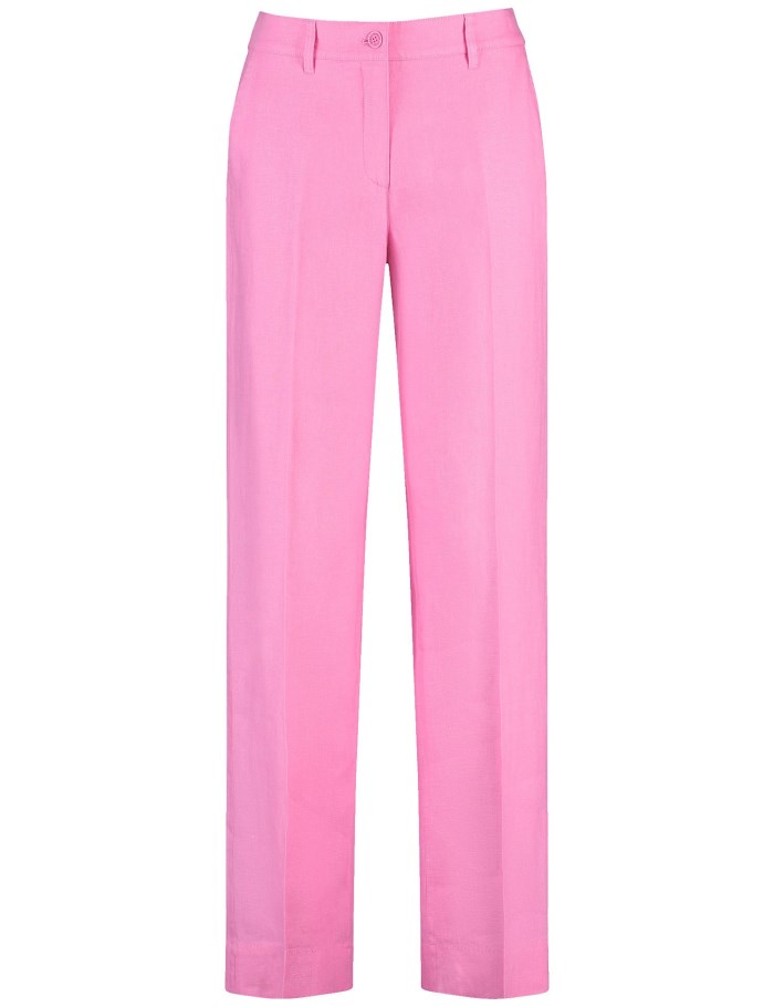 Gerry Weber MIR꞉JA WIDE LEG linen trousers with an elasticated waistband Bukser Rosa | RCNL0383