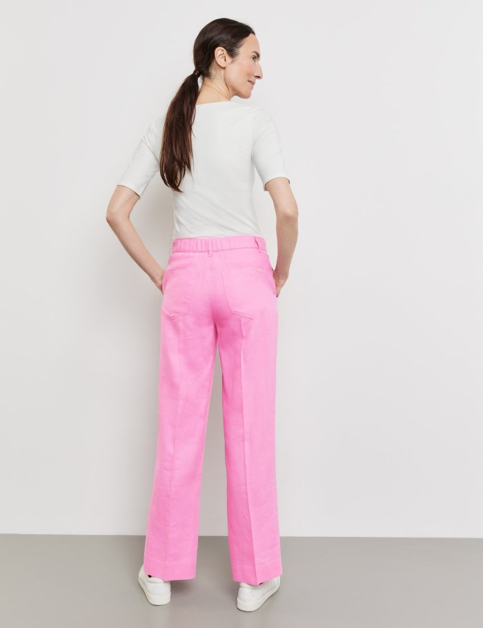 Gerry Weber MIR꞉JA WIDE LEG linen trousers with an elasticated waistband Bukser Rosa | RCNL0383