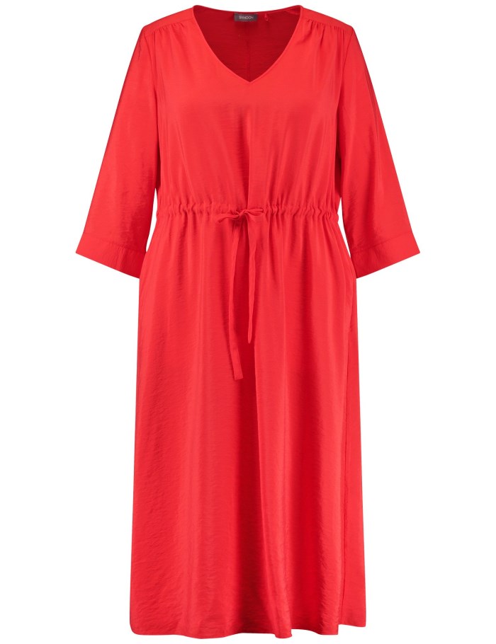 SAMOON Midi dress with 3/4-length sleeves and drawstring Kjole Rød | SSAG9270