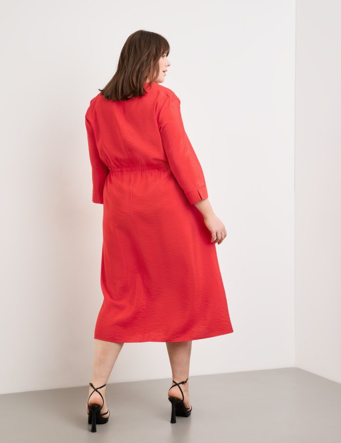 SAMOON Midi dress with 3/4-length sleeves and drawstring Kjole Rød | SSAG9270