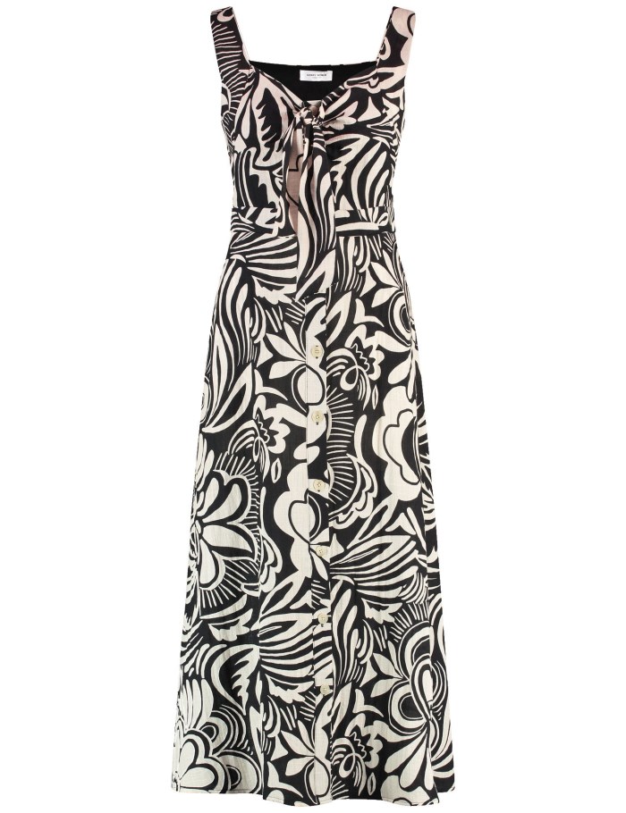 Gerry Weber Midi dress with a knotted detail Kjole Svarte | FXZJ0352