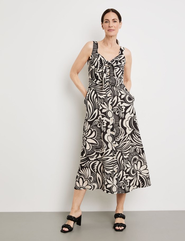 Gerry Weber Midi dress with a knotted detail Kjole Svarte | FXZJ0352